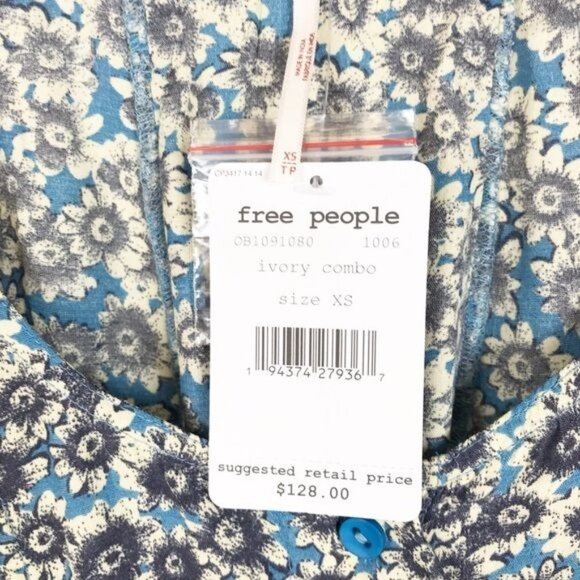 NWT Free People Laced Up Mini Dress in Ivory Combo Size XS - Picture 8 of 8